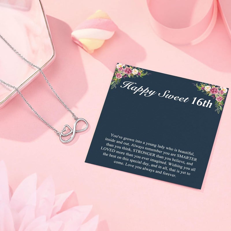 UNGENT THEM Infinity Heart Necklace for 13 16 18 Year Old Birthday Girls, Birthday Present for Daughter Granddaughter Friends - Image 4